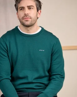 Homme Mise Au Green Pull col rond vert foncé