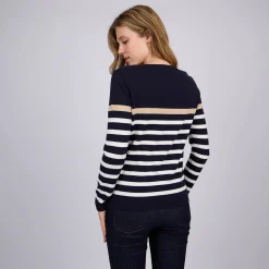 Femme Mise Au Green Pull façon marinière bleu marine