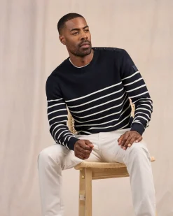 Homme Mise Au Green Pull marinière bleu marine