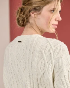 Femme Mise Au Green Pull torsadé blanc cassé