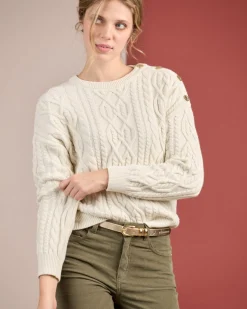 Femme Mise Au Green Pull torsadé blanc cassé