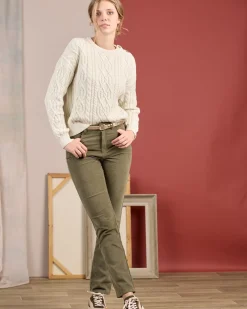 Femme Mise Au Green Pull torsadé blanc cassé