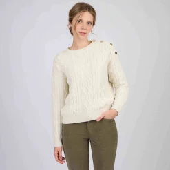 Femme Mise Au Green Pull torsadé blanc cassé