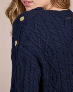 Femme Mise Au Green Pull torsadé bleu marine
