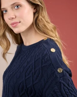 Femme Mise Au Green Pull torsadé bleu marine