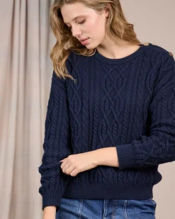 Femme Mise Au Green Pull torsadé bleu marine