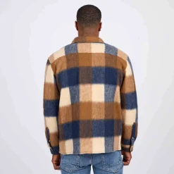 Homme Mise Au Green Surchemise à carreaux bleu marine