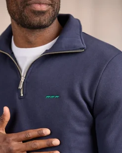 Homme Mise Au Green Sweat uni col camionneur bleu marine