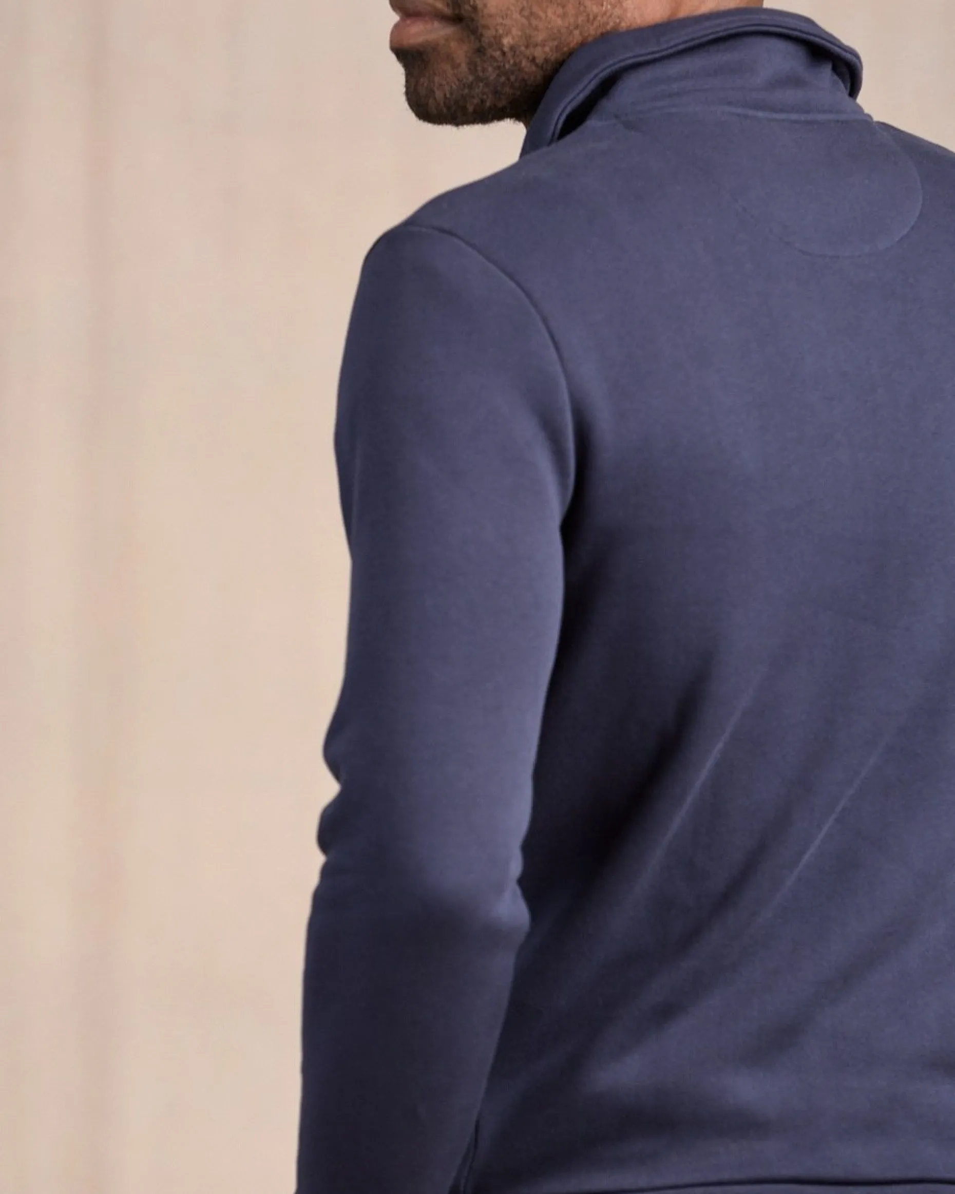 Homme Mise Au Green Sweat uni col camionneur bleu marine