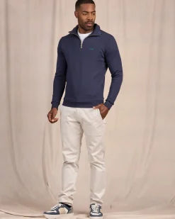 Homme Mise Au Green Sweat uni col camionneur bleu marine