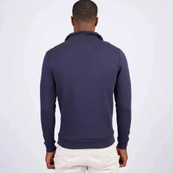 Homme Mise Au Green Sweat uni col camionneur bleu marine
