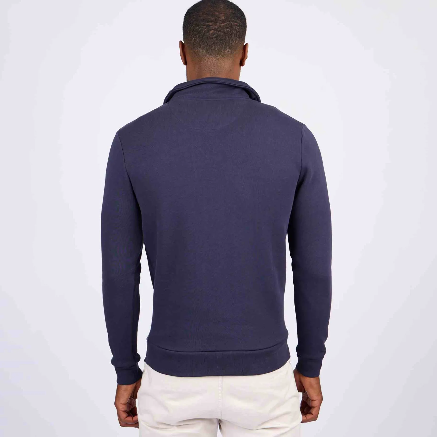 Homme Mise Au Green Sweat uni col camionneur bleu marine