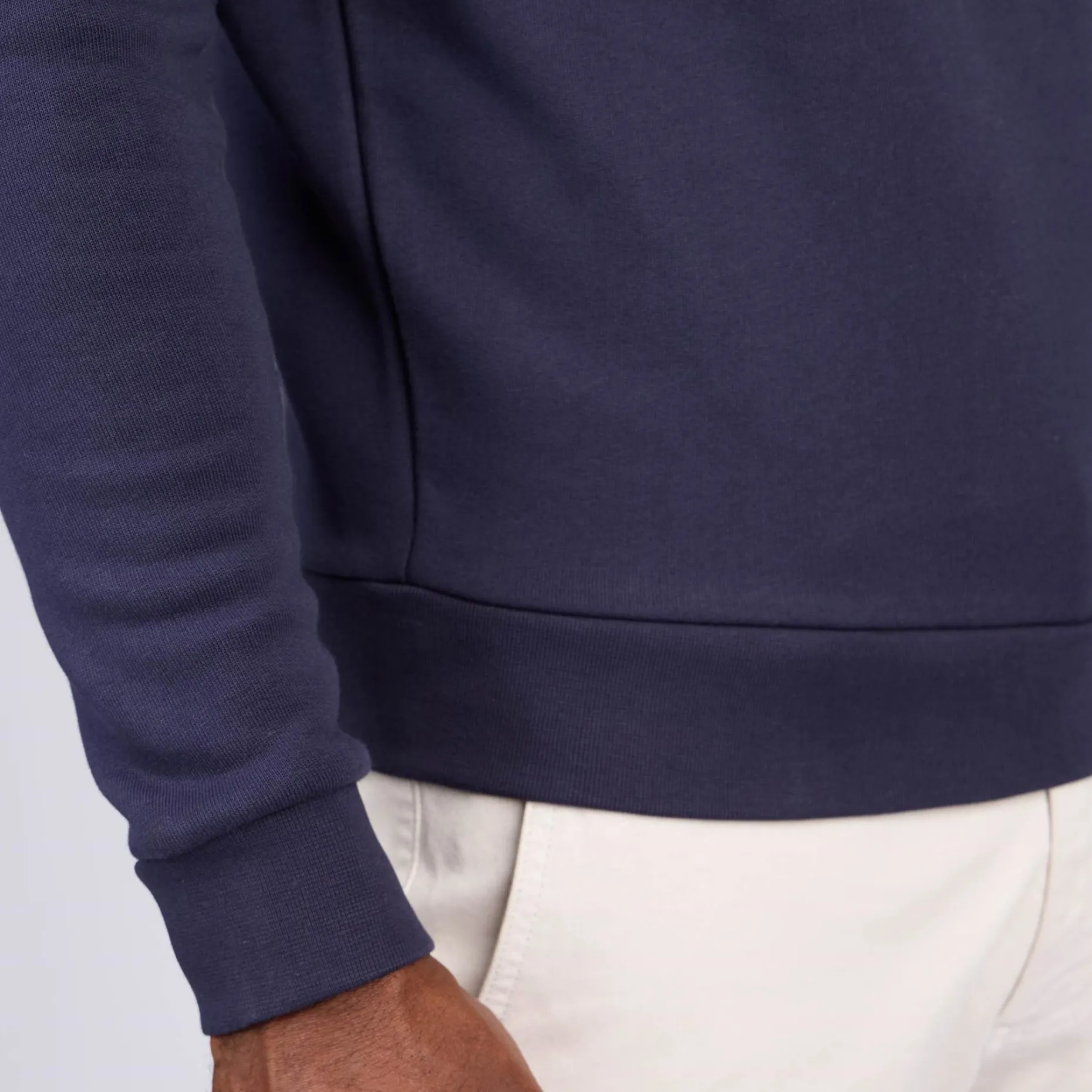 Homme Mise Au Green Sweat uni col camionneur bleu marine