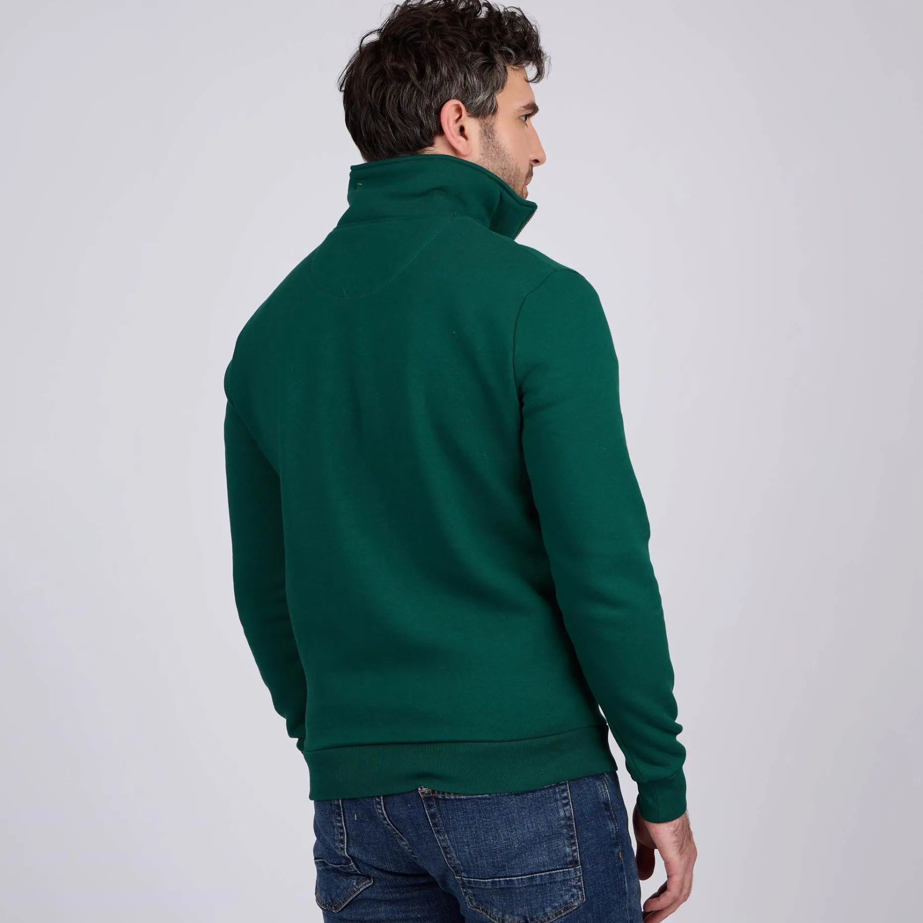 Homme Mise Au Green Sweat uni col camionneur vert foncé