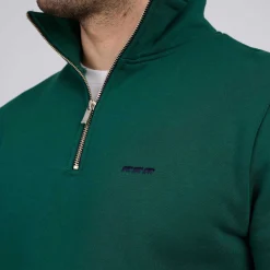 Homme Mise Au Green Sweat uni col camionneur vert foncé