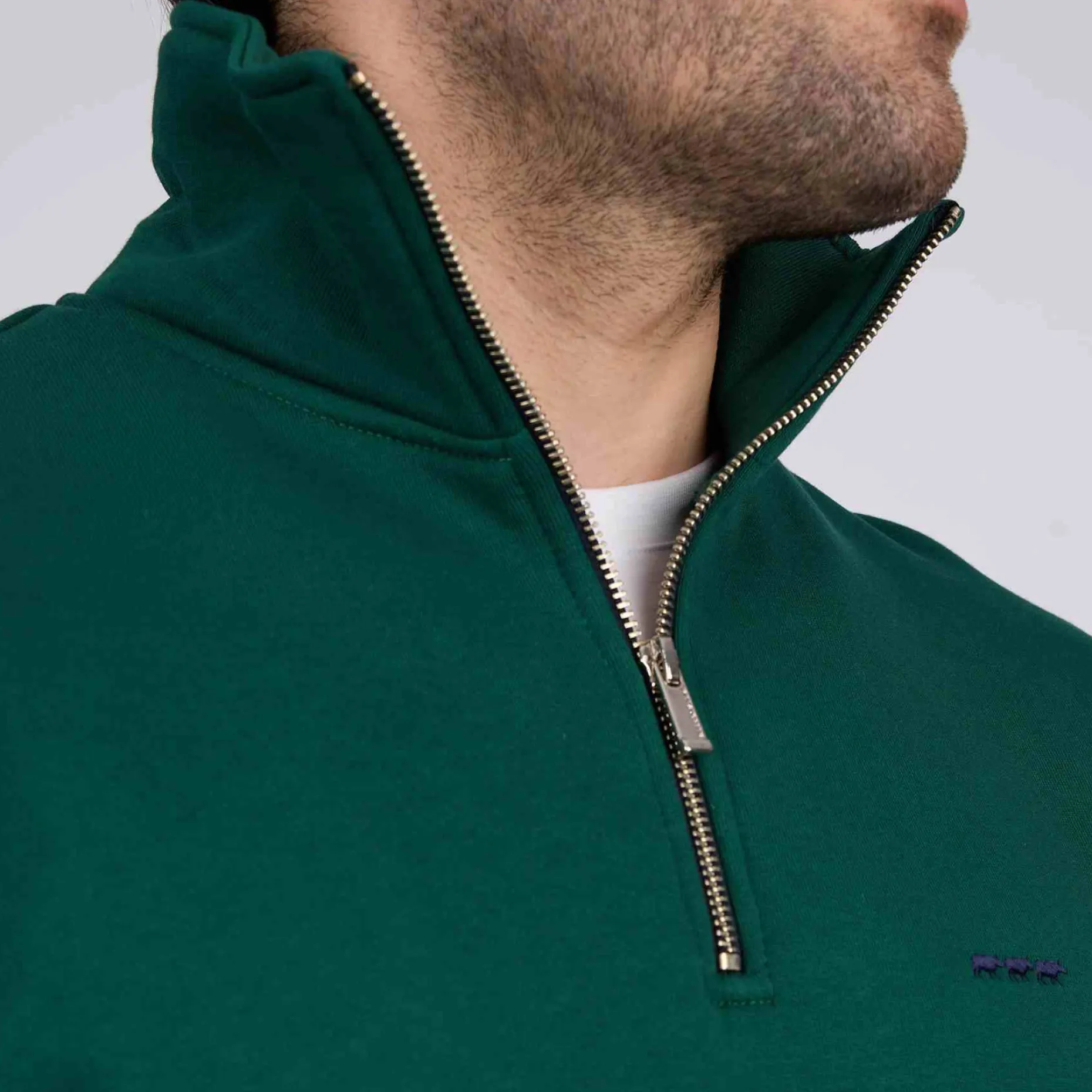 Homme Mise Au Green Sweat uni col camionneur vert foncé