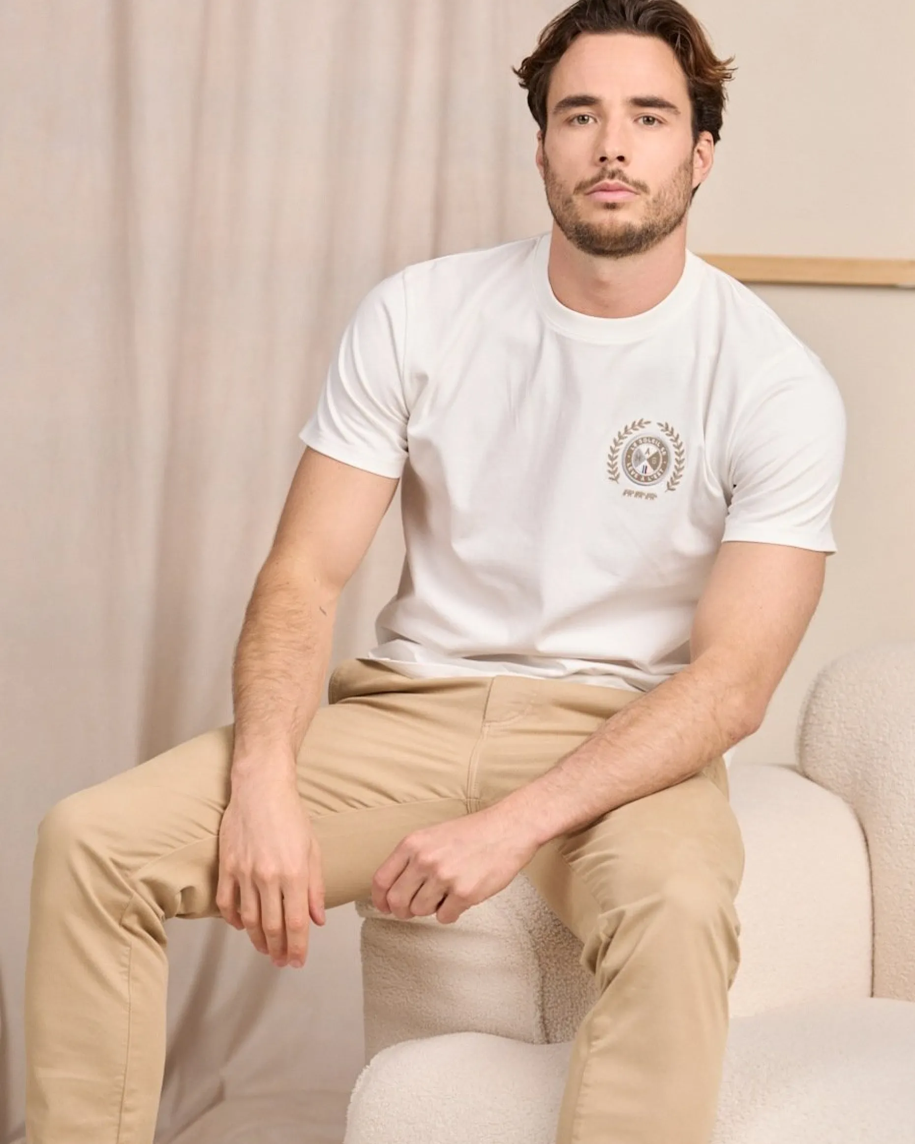 Homme Mise Au Green T-shirt Calvin ecru chiné