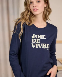 Femme Mise Au Green T-shirt message bleu marine