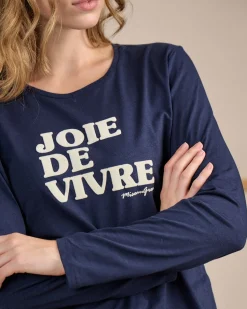 Femme Mise Au Green T-shirt message bleu marine