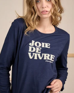 Femme Mise Au Green T-shirt message bleu marine